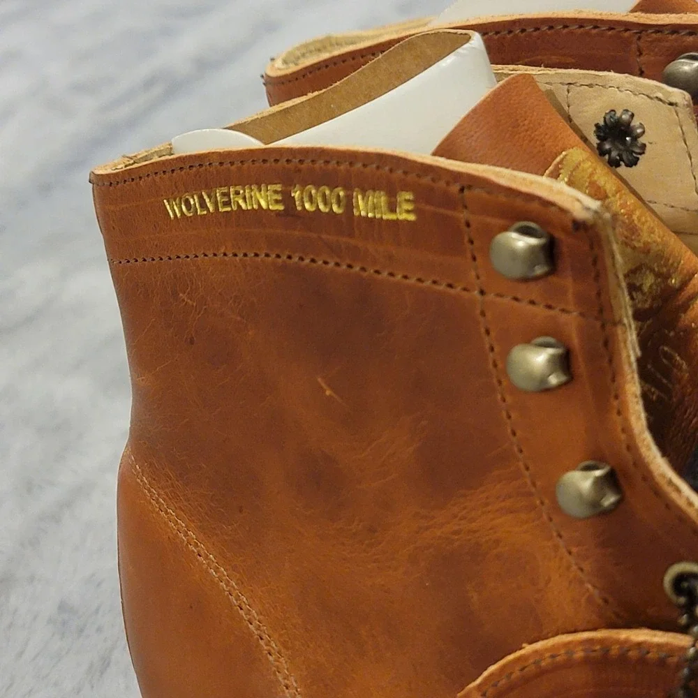 Wolverine 1000 Mile Boots Mens 13 Brown Buffalo Trace Chukka Made USA Lace Up